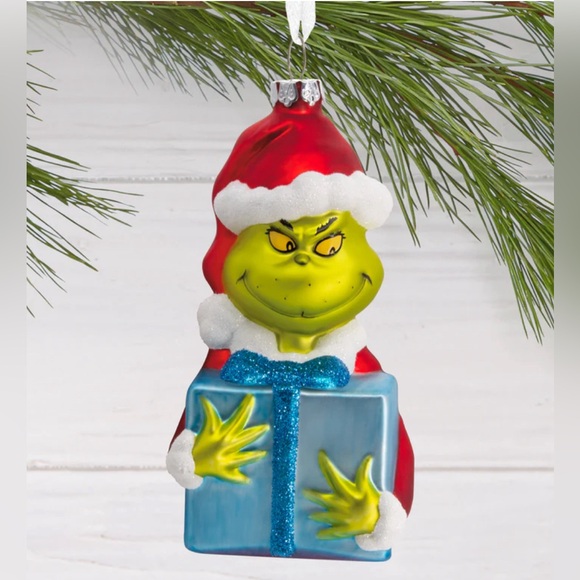 Dr. Seuss's! The Grinch With Present Christmas Ornament, Blown Glass - N… - Picture 10 of 13